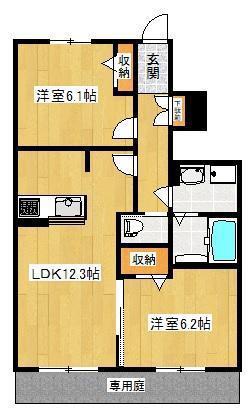 シャーメゾン宝殿B(2LDK/1階)の間取り写真