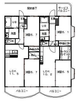 エスポワール(2LDK/1階)の間取り写真