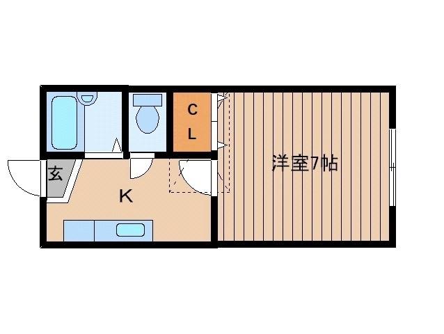 シティ310A棟(1K/1階)の間取り写真