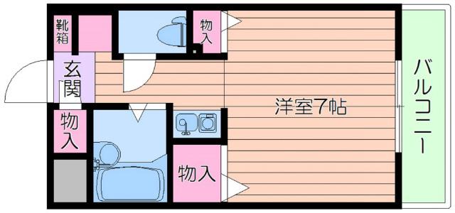ベルビューレ千里山参番館(1K/2階)の間取り写真