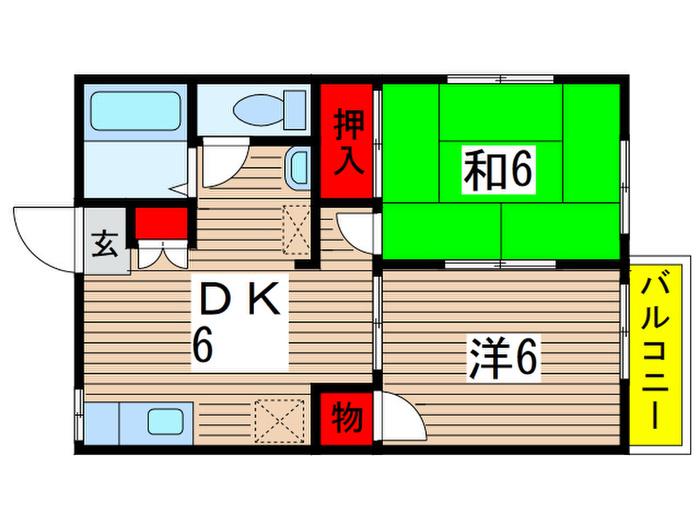 サンモールエイト(2DK/2階)の間取り写真