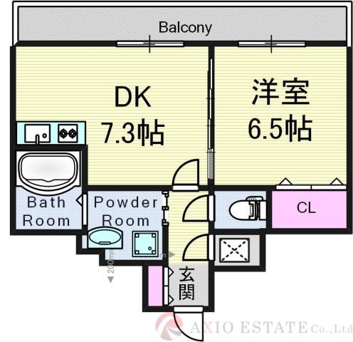 サンレムート江坂セカンド(1DK/4階)の間取り写真