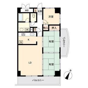 高砂関弐番館(3LDK/8階)の間取り写真