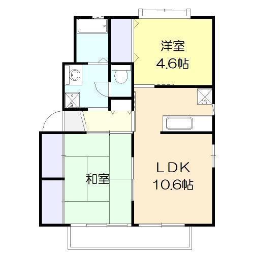 ビーチ・ヒル C棟(2LDK/2階)の間取り写真