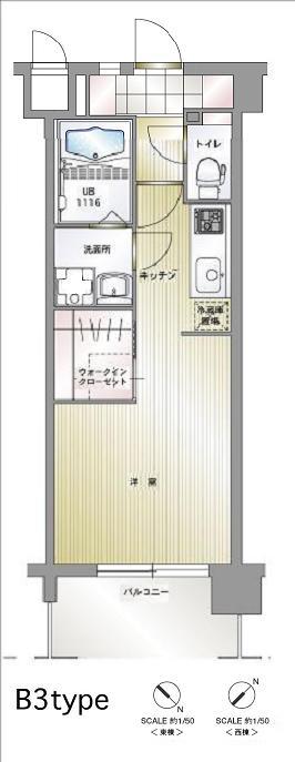 エンクレスト博多駅南III(1K/3階)の間取り写真