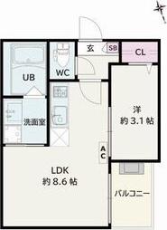JACK RYO I(1LDK/1階)の間取り写真