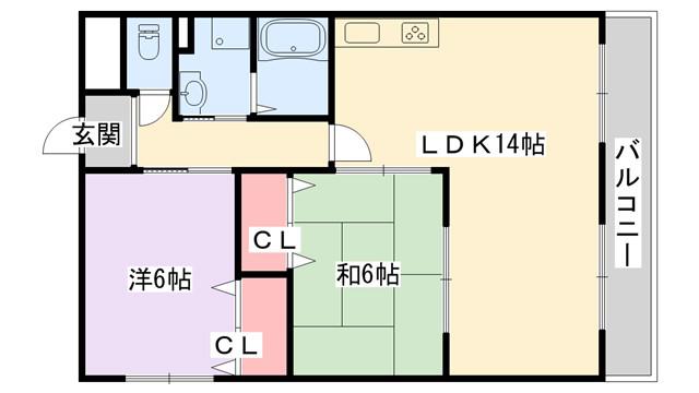 グローバルマンション(2LDK/1階)の間取り写真