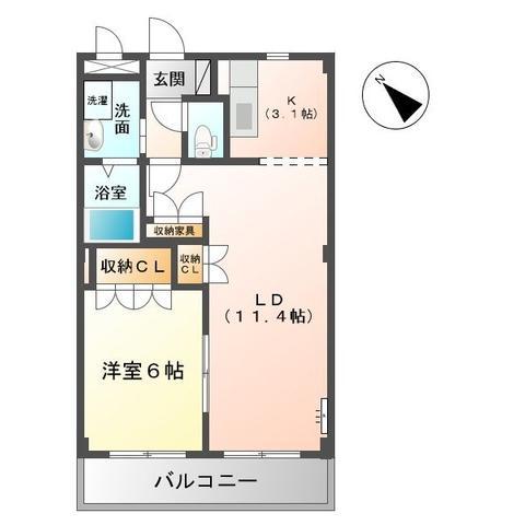 ファインパレス(1LDK/2階)の間取り写真