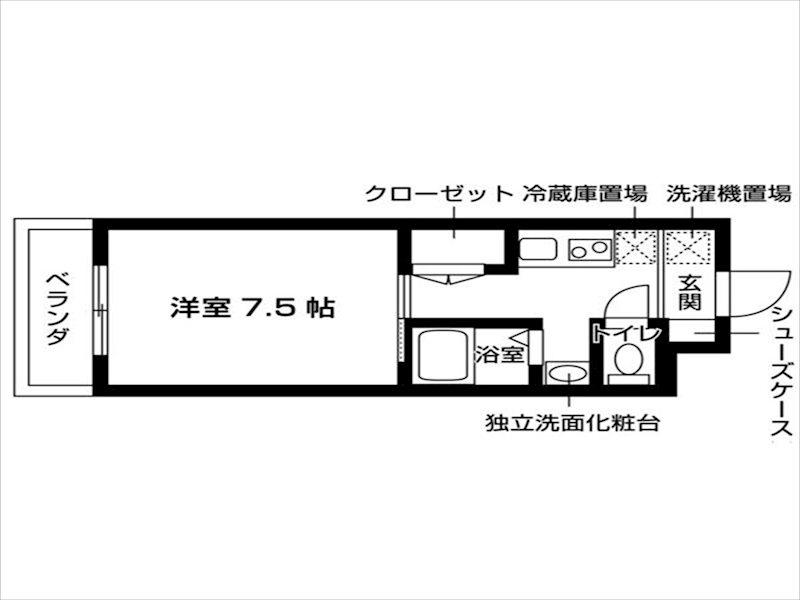 ヌーベルポルト向山(1K/1階)の間取り写真