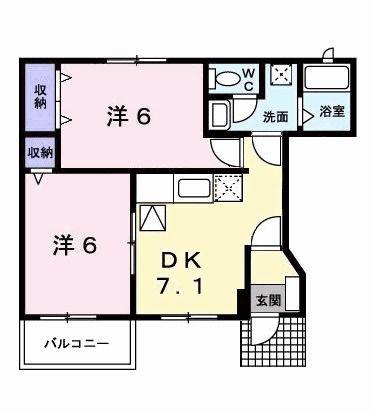 ジュネス99A(2DK/1階)の間取り写真