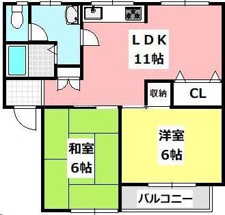 アネックス華(2LDK/2階)の間取り写真