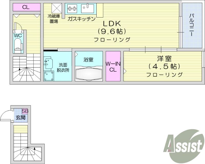 S.CREST(1LDK/2階)の間取り写真