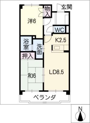 ディスカス原(2LDK/3階)の間取り写真