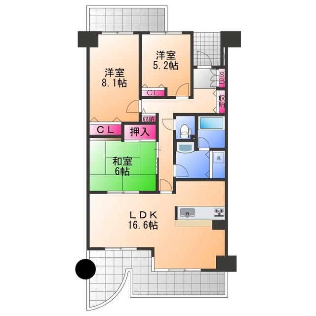 光明池アーバンライフ(3LDK/5階)の間取り写真