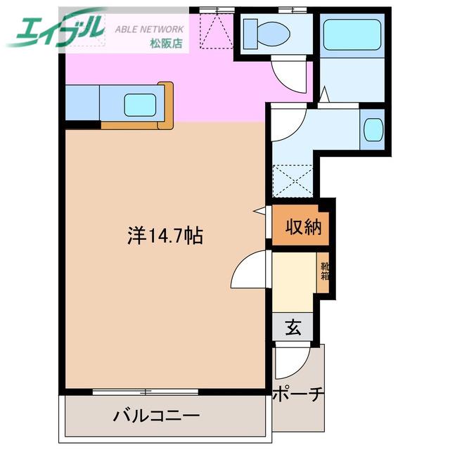 プリムローズ(ワンルーム/1階)の間取り写真