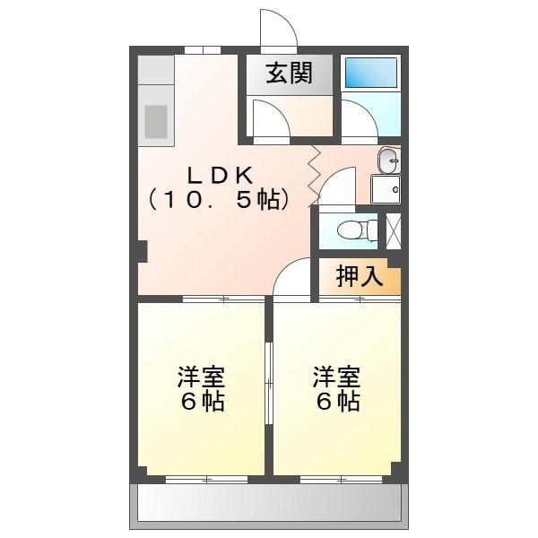 パティオ野並(2LDK/4階)の間取り写真