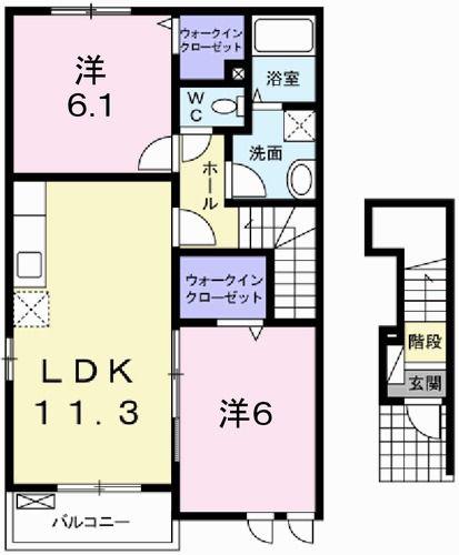 ノース カレントV(2LDK/2階)の間取り写真