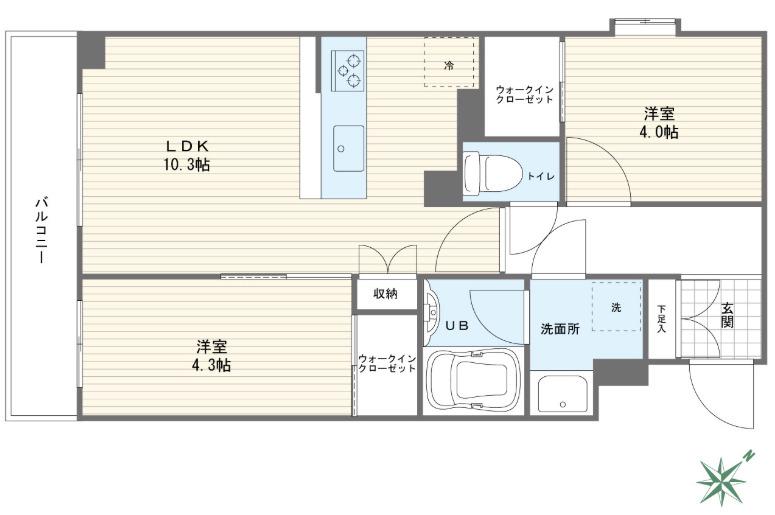 プライムネクサス南馬込(2LDK/4階)の間取り写真