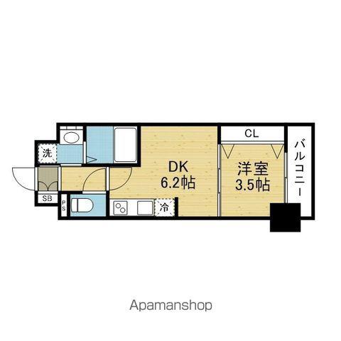 プレリス大阪今里サヴィア(1DK/5階)の間取り写真