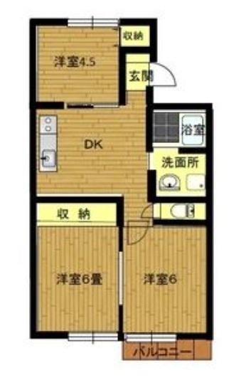 ヴァンベール三新(3DK/1階)の間取り写真