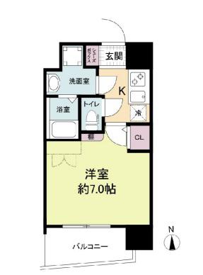 アドバンス難波ラシュレ(1K/13階)の間取り写真