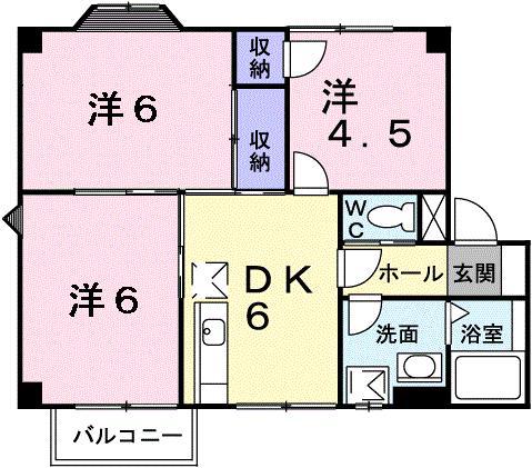 ロイヤルパレス恩田(3DK/2階)の間取り写真