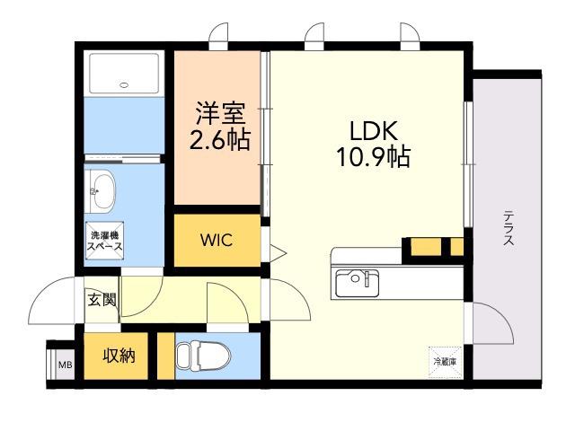 ルーベンス ローザ Ⅱ(1LDK/1階)の間取り写真