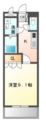 グランエスト(1K/3階)の間取り写真