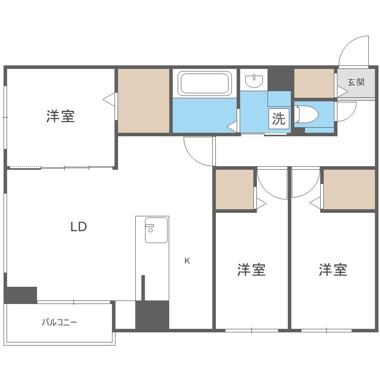 CARRERA平岸2ND(3LDK/4階)の間取り写真