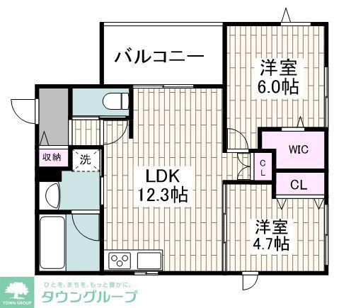 SOURA 武蔵小杉(2LDK/3階)の間取り写真