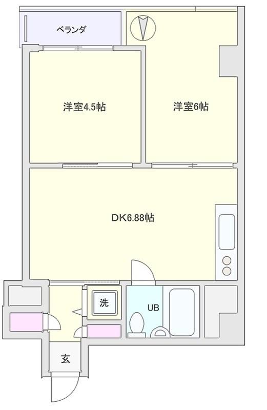 TCHビル(2DK/7階)の間取り写真