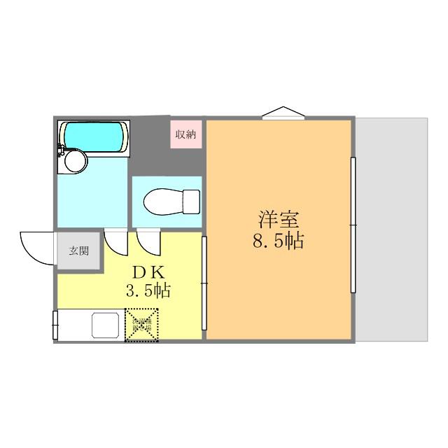 パインビレッジ南斎院(1K/1階)の間取り写真