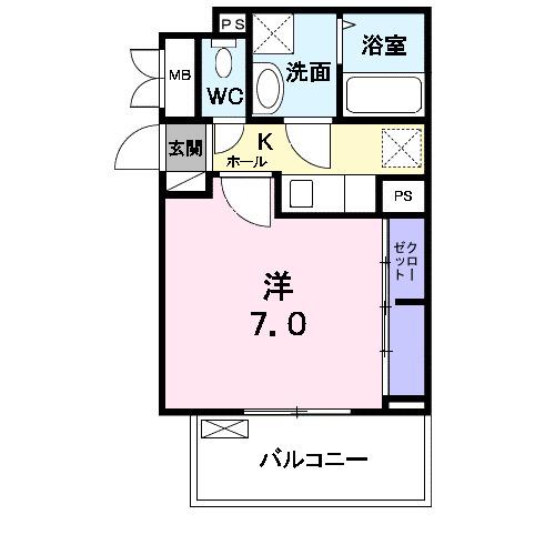 フォレストオハナ C棟(1K/3階)の間取り写真