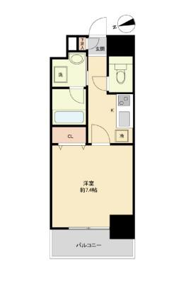 パークフラッツ本町(1K/5階)の間取り写真