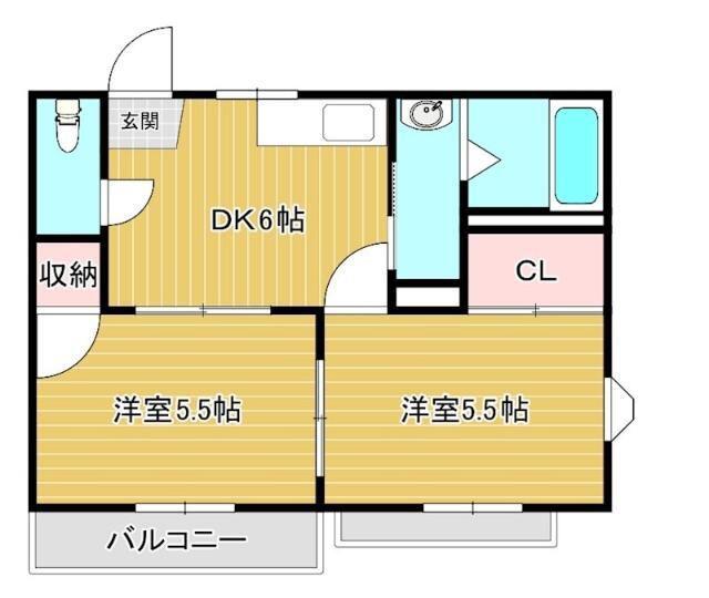 カジュアル(2DK/2階)の間取り写真