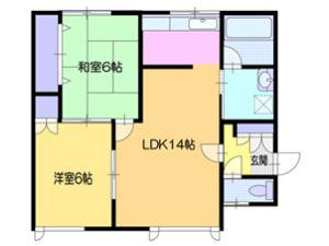 サンロード山の手(2LDK/1階)の間取り写真