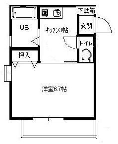 ヴェント(1K/2階)の間取り写真