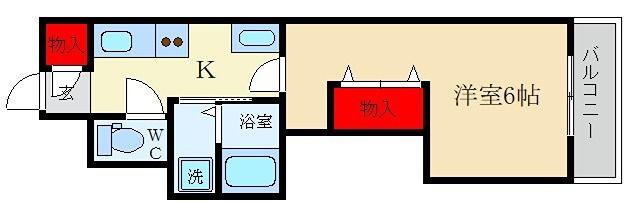 三熊ハイツ渚2号(1K/1階)の間取り写真