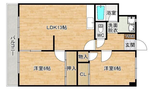 GRADO小倉南(2LDK/5階)の間取り写真