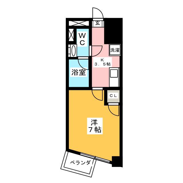 駿河台ハイツ(1K/7階)の間取り写真