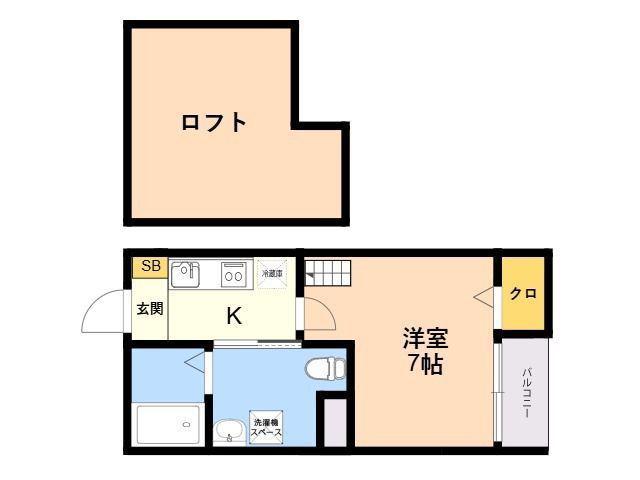 EDEN箱崎Ⅱ(1K/2階)の間取り写真