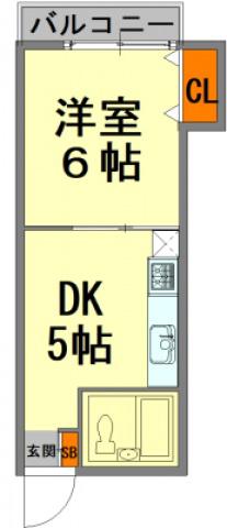 ハイム下古田(1DK/3階)の間取り写真
