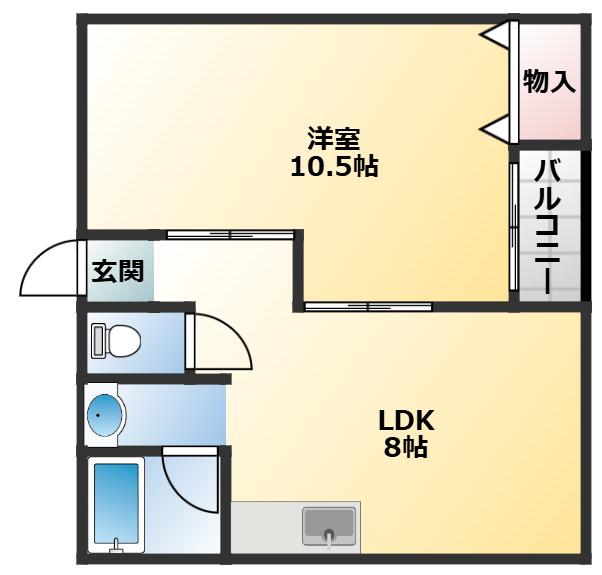 第一塩野マンション(1LDK/4階)の間取り写真