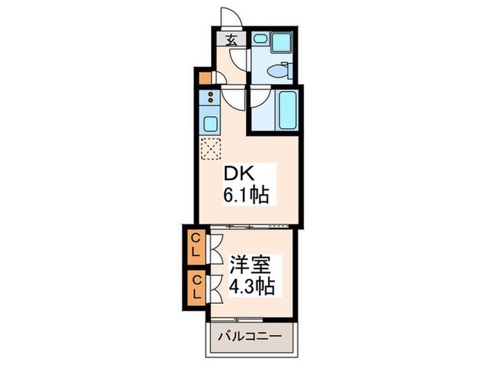 レジディア蒲田プレイス(1DK/12階)の間取り写真