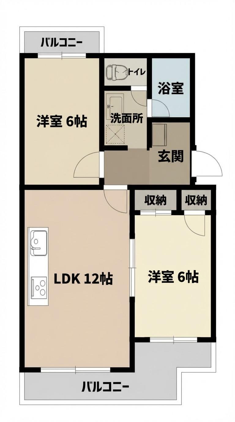 サントラスト(2LDK/1階)の間取り写真