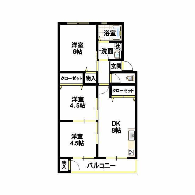 高木マンション(3DK/2階)の間取り写真