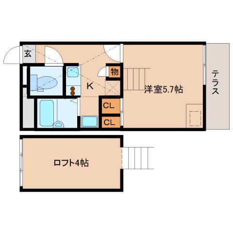 レオパレス千原II(1K/2階)の間取り写真