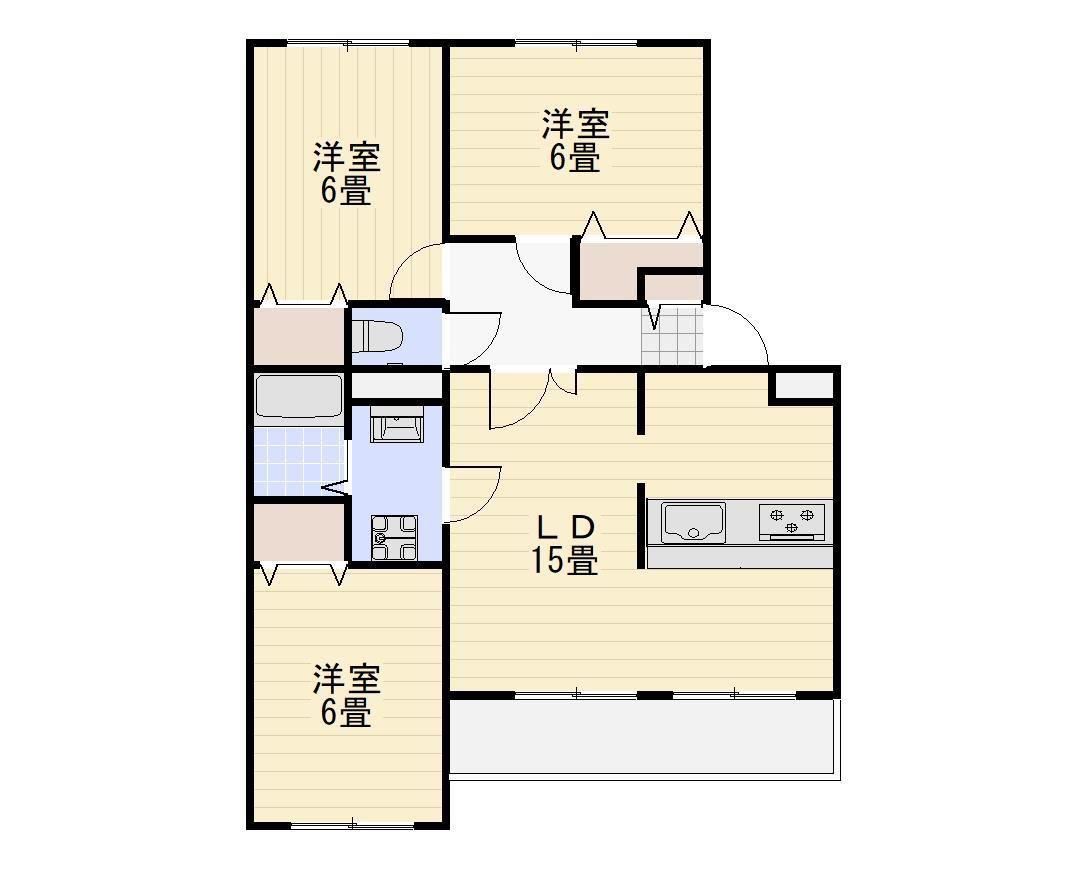 メイプルリッチ今 壱番館(3LDK/2階)の間取り写真
