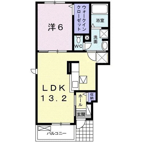バイオレット真備 NO.1(1LDK/1階)の間取り写真