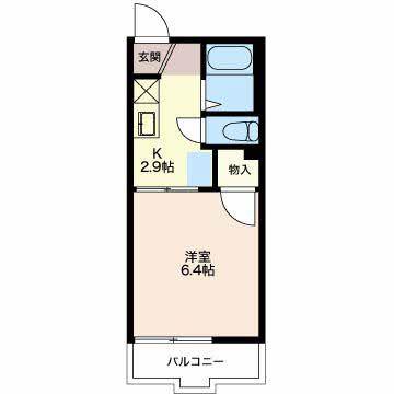 ジュネス御林 B棟(1K/2階)の間取り写真